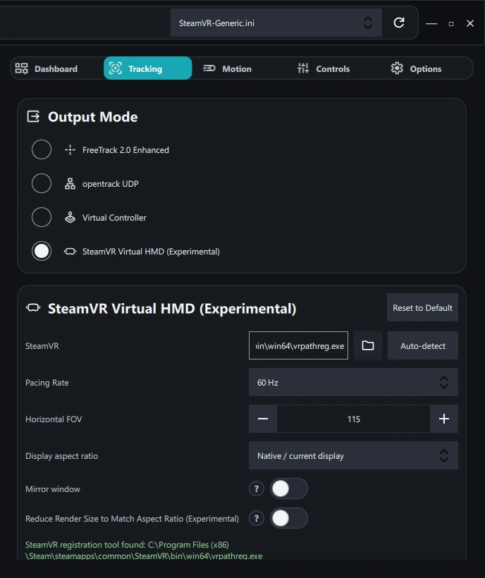 Head Tracking Setup with VisApex SteamVR Virtual HMD